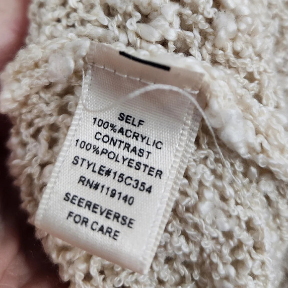 Cream open knit sweater tunic embroidered lace antique balletcore Fairy Med - Picture 7 of 8